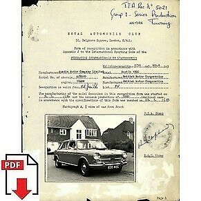 1966 Austin 1800 FIA homologation form PDF download (RAC)